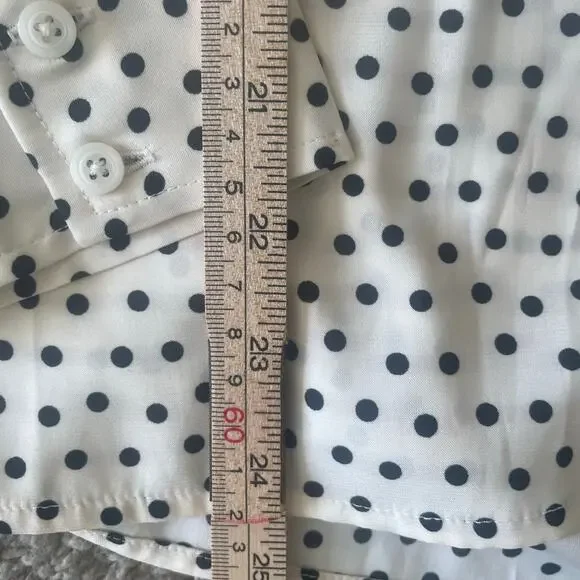 Express Portofino Georgette Polka Dot  Button-Down Long Sleeve Shirt sz M - Picture 10 of 15